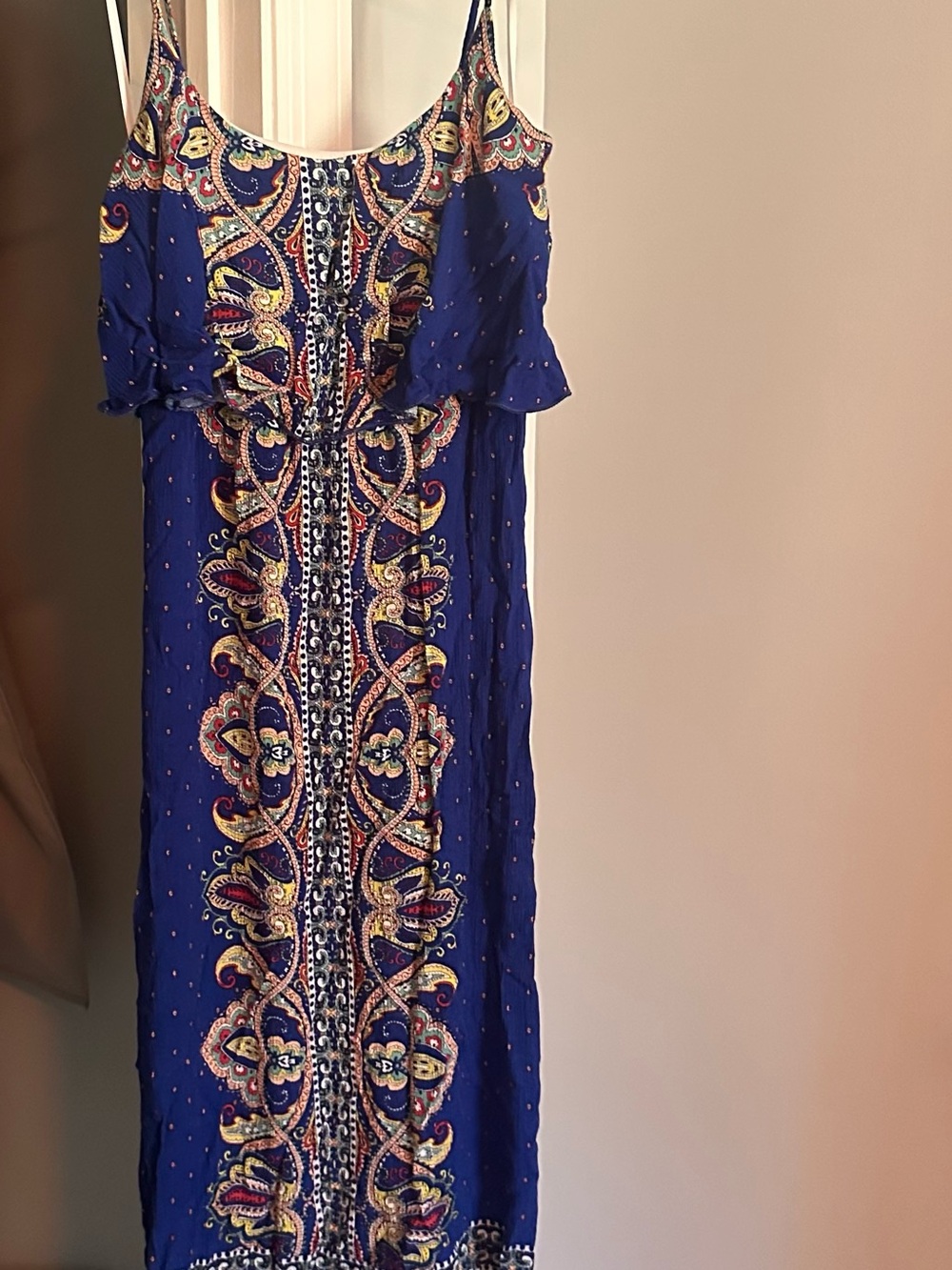 Renee C. Royal Blue Paisley Print Maxi Dress